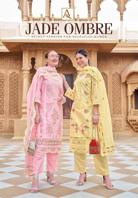 Jade Ombre By Alok Suit Cambric Lawn Pakistani Dress Material Exporters In India